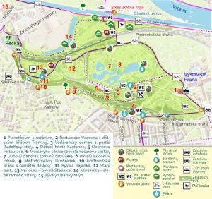 Královská obora Stromovka - orientační mapa, 9/2018