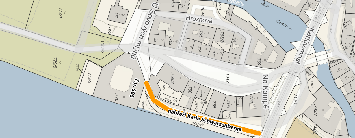 Mapa - nábřeží Karla Schwarzenberga