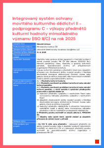 Výkupy předmětů kulturní hodnoty mimořádného významu (ISO II - C)
