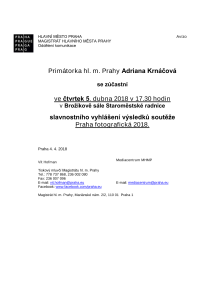 Slavnostní vyhlášení výsledků soutěže Praha fotografická 2018