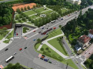 Krizovatka_Prasny_most__vyjezd_z_Brusnickeho_tunelu